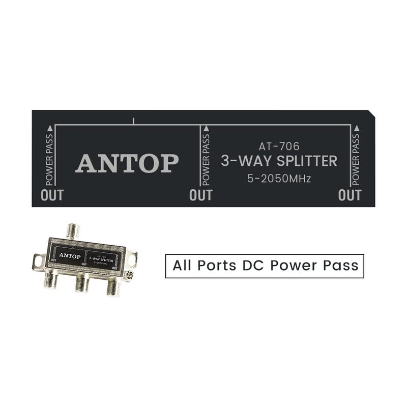 ANTOP 3 Way Antenna Coaxial Splitter, TV Signal Splitter 2GHz- 5-2050MHz - Low-Loss RF Splitter for TV and Satellite AT-706 - Image 4
